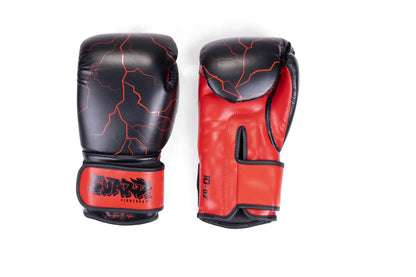 Kids Boxing Gloves Red/Black Lightning Bolts 8oz