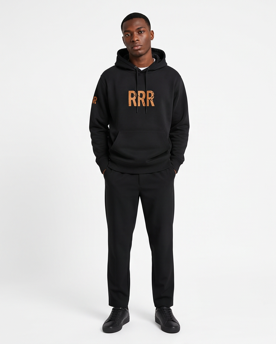RRR Focus Hoodie | Onyx Black & Amber Gold